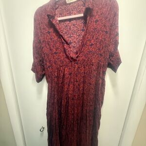 NATURAL LIFE Red and Purple Rebecca Floral Maxi Dress